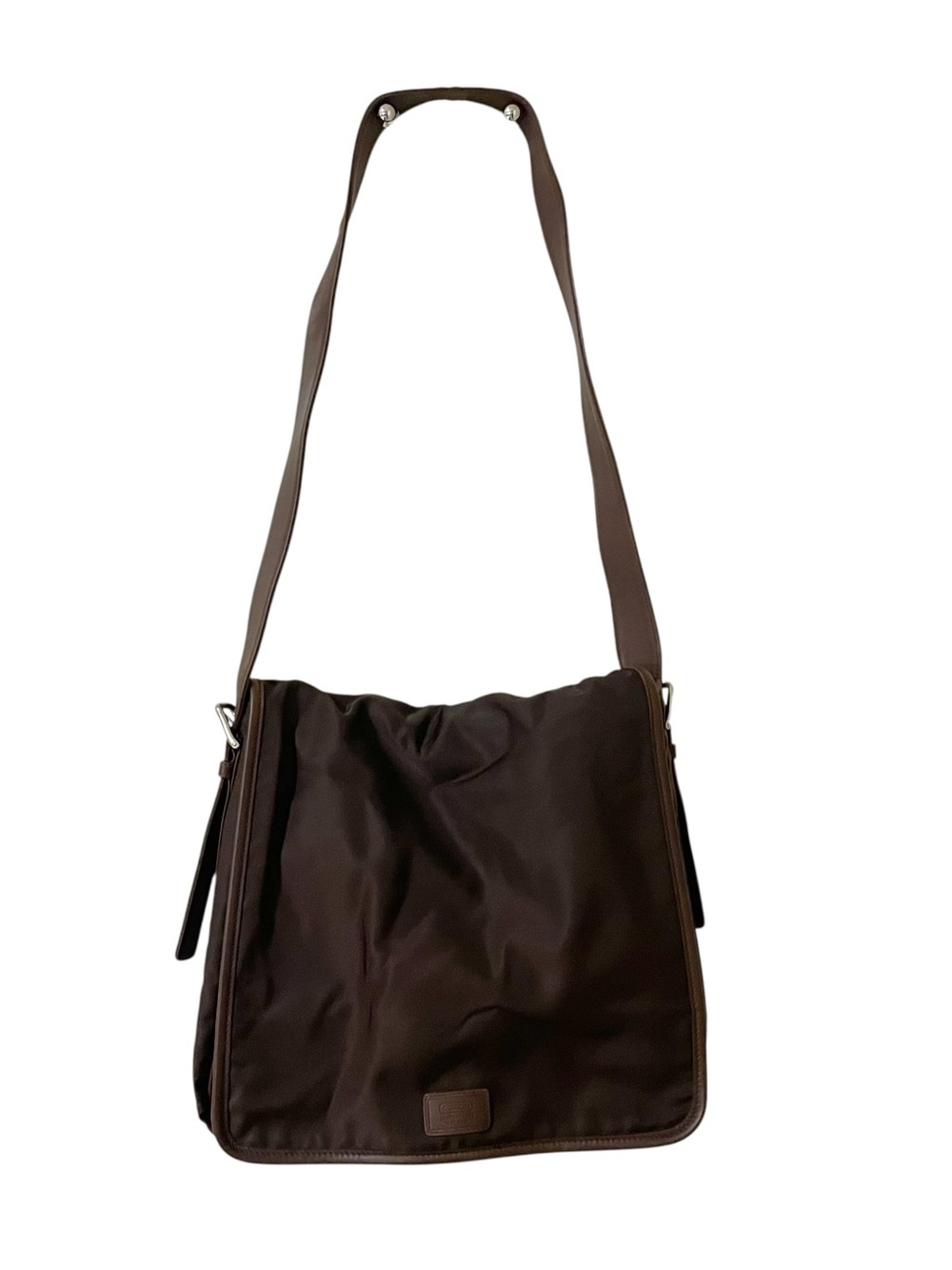 Coach Vintage Messenger Portfolio Bag Nylon Canvas Leather Trim Brown 5109